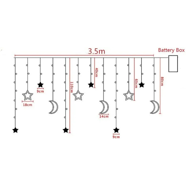 LED Strängljus Ramadan Dekoration 3,5 m Star Moon LED-Färgrik