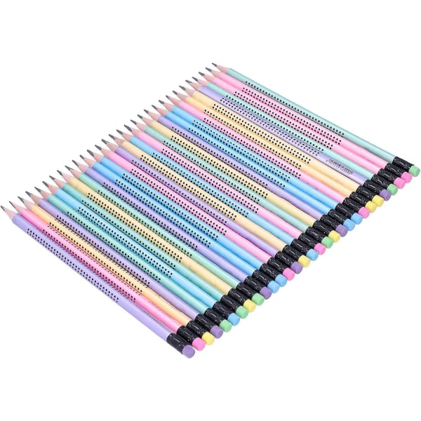 30 Hb blyertspenna Triangel Stick Elevens skriv- och ritinstrument (slumpmässig färg)