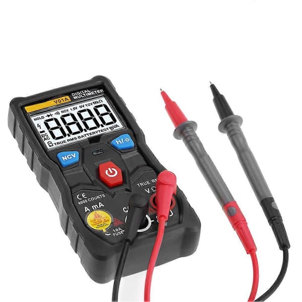 ANENG V01A Auto Range True RMS Digitalt Multimeter AC/DC Strøm Spænding Ohm Tester (Sort)