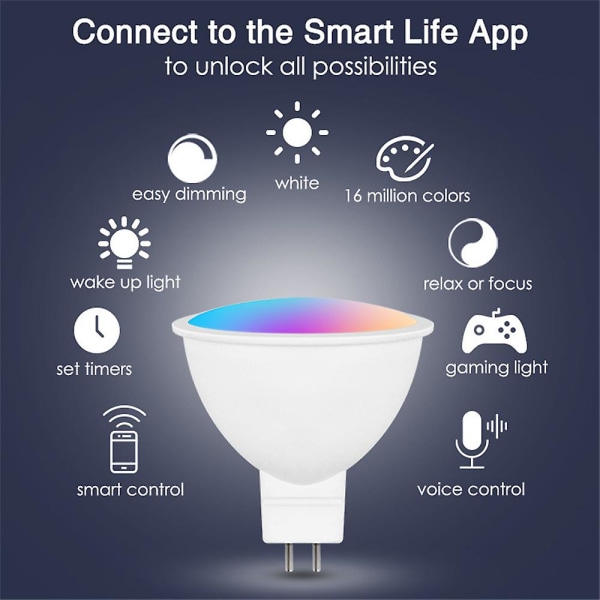 1/2/3 st Smart Homekit WiFi MR16 Smart LED-lampa 12V RGBCW Dimbar lampa Siri Röststyrning 5W Spotbelysning Färgförändring 2pcs