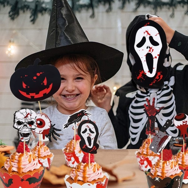 22 st Halloween fototillbehör, Photobooth Skrämmande fotobåsrekvisita med pinnar Maskeradram