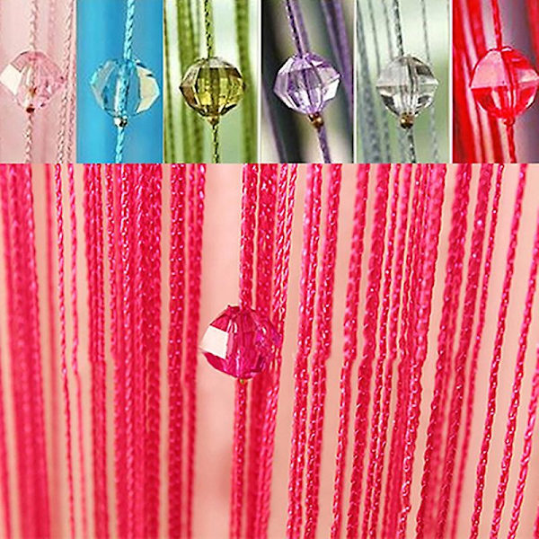 1x2m Snöre Gardin Pärlor Panel Fransen Avdelare Draperi Rum Dörr Fönster Dekor Pink