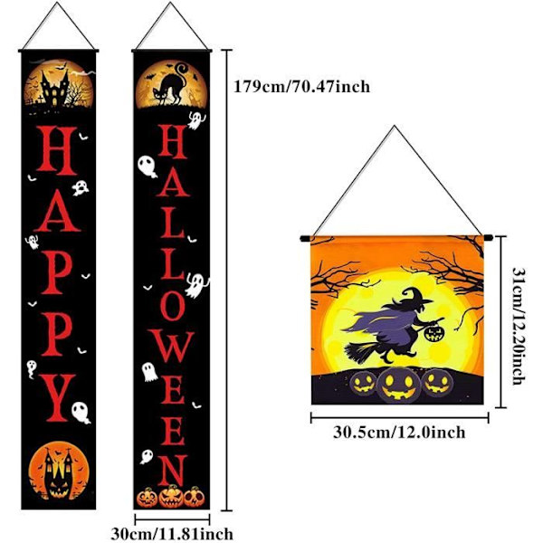 Halloween banner dekorasjon 3 stykker halloween dekorasjon innendørs utendørs banner[6]