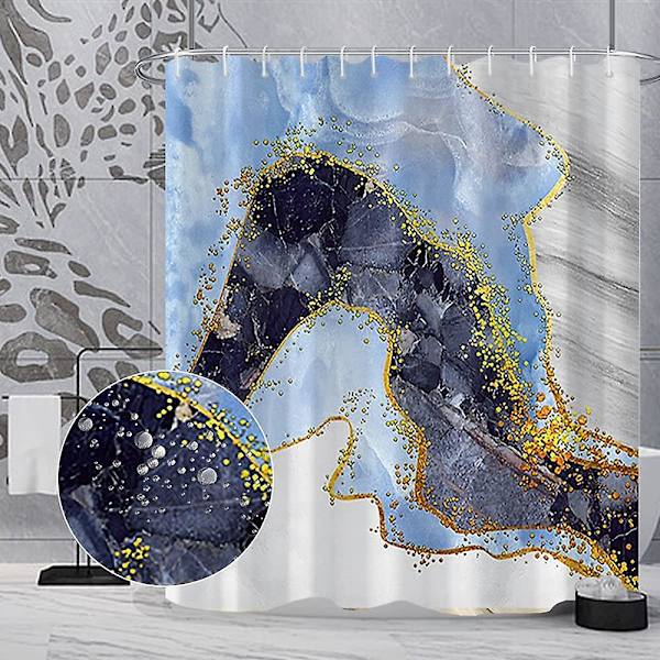 Marmor badrum duschdraperi lila guld tyg duschdraperier med krokar akvarell abstrakt duschdraperi foder 72x72 tum Black Blue 72x72 inch