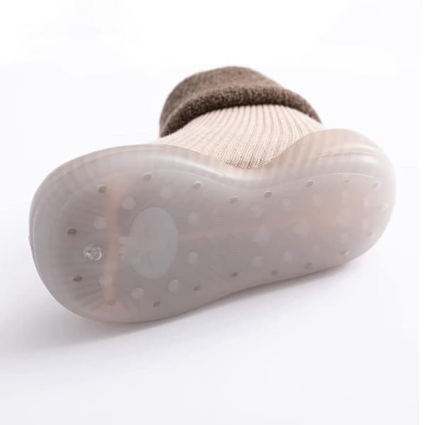 #Babysko med strikket stop, anti-slip krybesko#