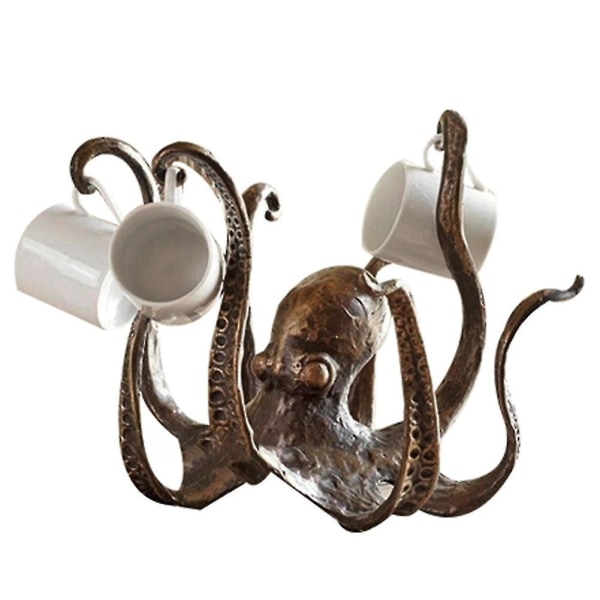 Blæksprutte Kopholder Kaffekrus Holder Resin Blæksprutte Statue Ornament