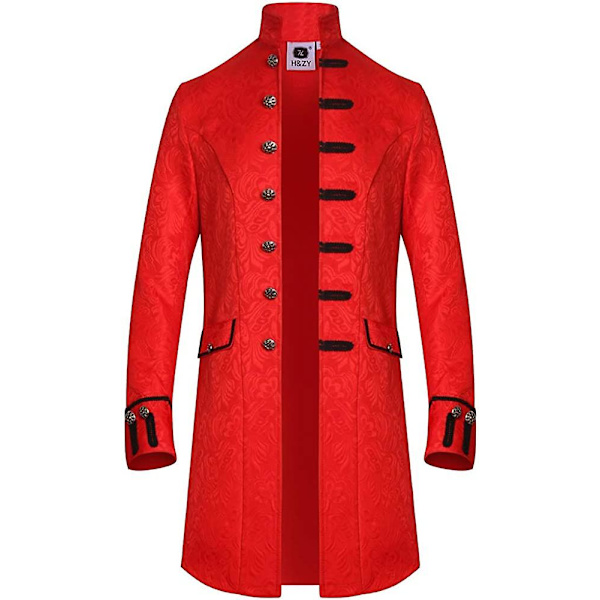 Miesten Steampunk Vintage -takki Halloween-asu Retro Gothilainen Viktoriaaninen Frakkitakki Uniformu Red Large