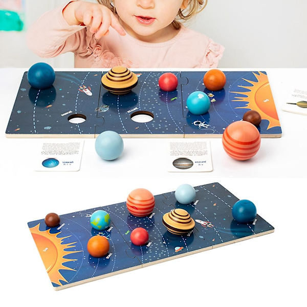 Träsol System Cosmos Lärande Leksak Kognitiv Pussel Trä Leksak Set