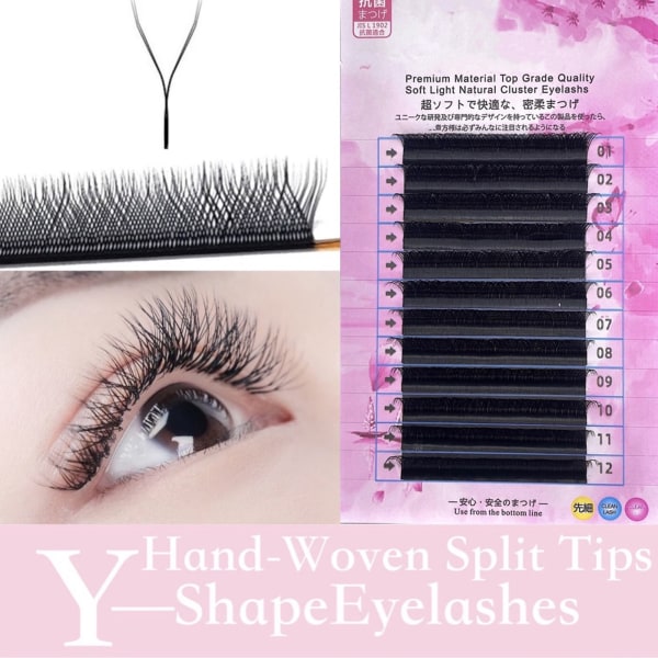 Y-formade lösfransar Mjuka Ljus Fluffiga Wispy Ögonfransar Cosplay Makeup Tools 8-12 mix warpage c 0.07