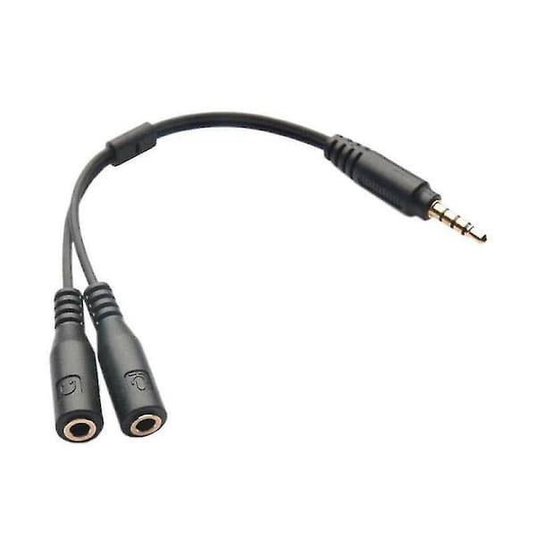 Hovedtelefon Splitter TRRS Headset Adapter Y Splitter Kabel Stereo Han Til 2 Hun