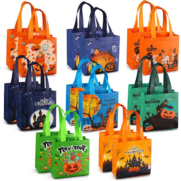 16 ST Halloween Trick or Treat-påsar - multifunktionell non-woven present