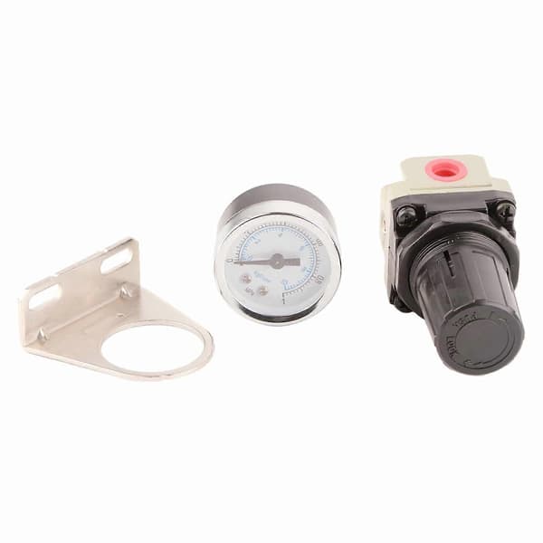 Lufttryksregulator Aflastningsventil 0,05-0,8 MPa Controller Aluminiumlegering med Måler 1/4 tomme
