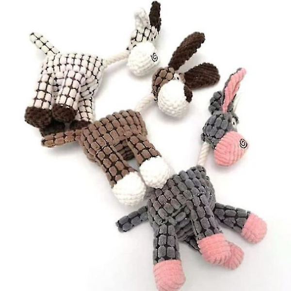 3-pack Oändligt Hållbara, Robusta Åsna-Squeaky Hundleksaker För Aggressiva Tuggare, Fyllda Hundleksaker Plysch Hundleksak 3Pcs