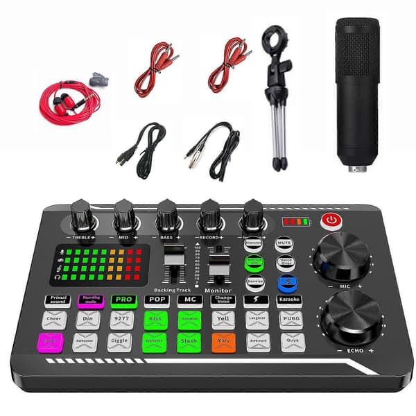 Lydkort Kit Til Livestreaming Engelsk Version Streaming Udstyr Bundle Audio Interface Lyd DJ Mixer Broadcast For
