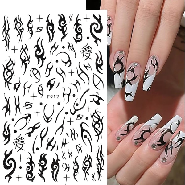 Black Rose Nail Art självhäftande klistermärke 3D självhäftande nageldekaler Art