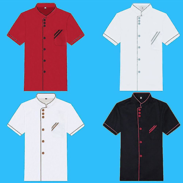 Unisex Kort Langermet Kokkejakke Hotell Kjøkken Service Uniform Arbeidsklær (haoyi) A White and Coffee XXL Long Sleeve
