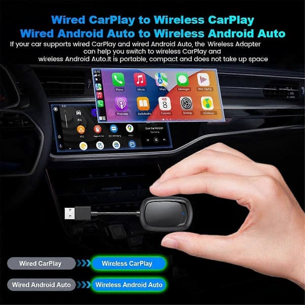 2-i-1 Trådløs CarPlay Android Auto Adapter Bilafspilningsdongle Mini Ai Boks til Toyota MG