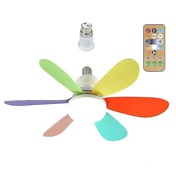 E27 Moderni Käännettävä Kattotuuletinvalaisin 40w Makuuhuone Kaukosäätimellä Multicolor Ordinary lampshade