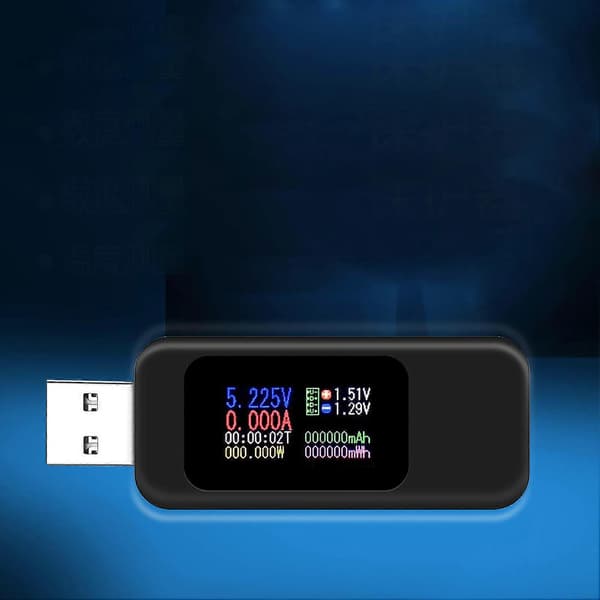 LCD-näyttö USB-testeri monitoiminen virta jännite akun kapasiteettimittari musta