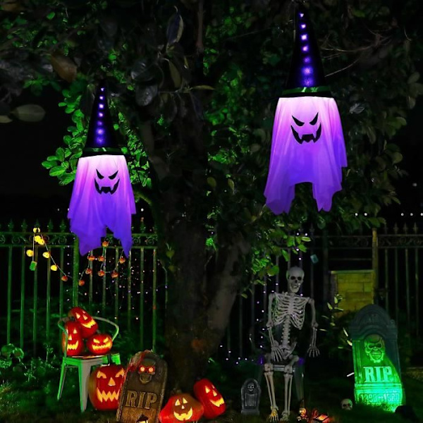 2 KPL 1M Aave-noitahattu, Halloween-koriste LED-valonauhalla Sopii joulukoristeluun Olohuoneen seinäikkunan sisustus