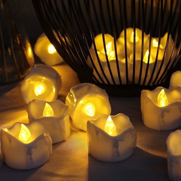 12-pack LED flimrande värmeljus med timer - varmvit