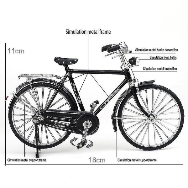 1:10 Legering Klassisk Retro Cykelmodel Ornament Black Woman Style