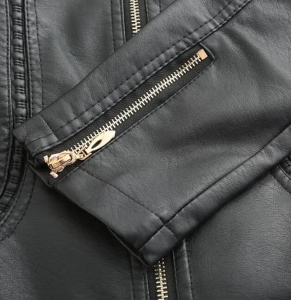 Damjackor i konstläder, motorcykelkappa beige M