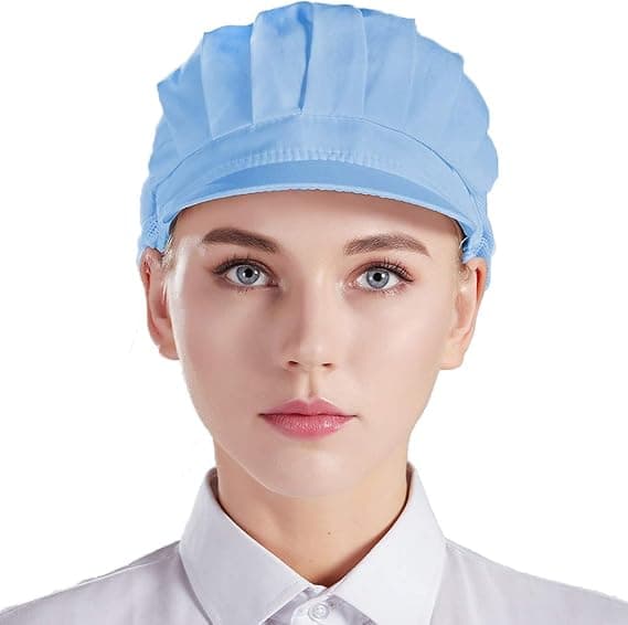 3-pack kockbasker med halvnät - Ljusblå, Unisex köksmössor med