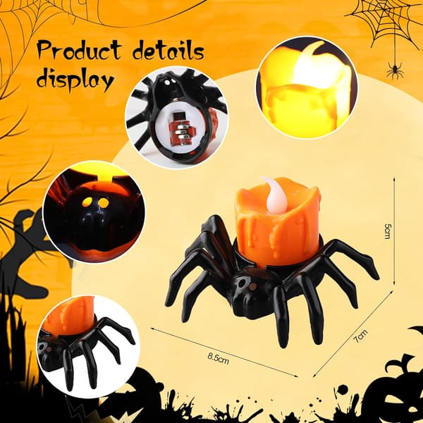 Halloween ljus värmeljus med spindeldesign