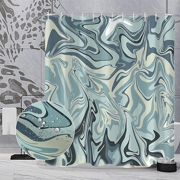 Marmor badrum duschdraperi lila guld tyg duschdraperier med krokar akvarell abstrakt duschdraperi foder 72x72 tum Light Blue 72x72 inch