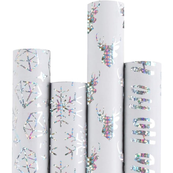 Julomslagspapper-vitt papper med glänsande mönster