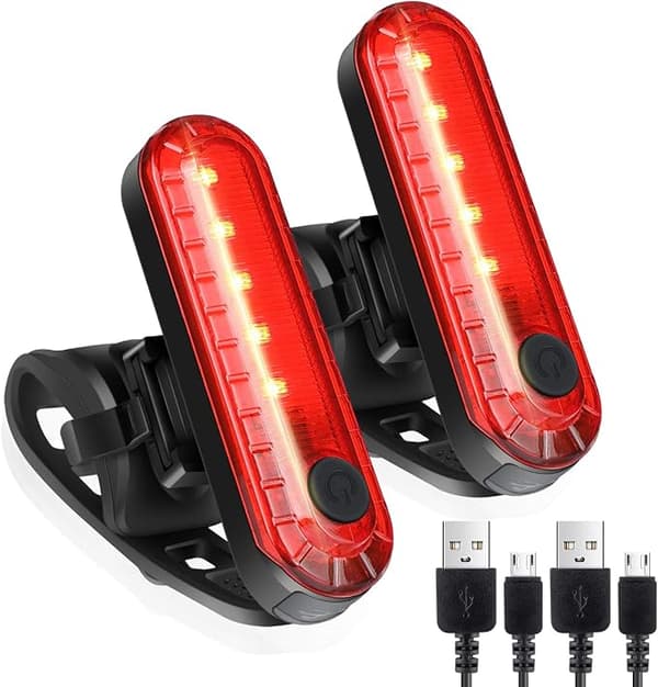 2 pakker med LED baklykter til sykkel, ultrasterke USB oppladbare