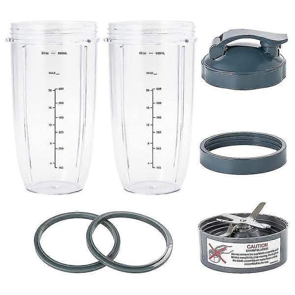 7 deler Nutribullet Blenderkopper og Bladerstatningssett 32Oz Stor kopp kompatibel med NutriBullet