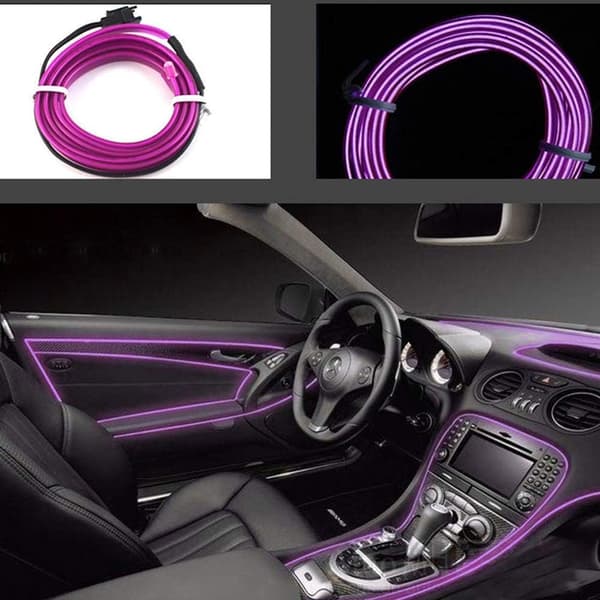El Wire 5m/16ft Neon Rørlys Bil Interiør Trim Lysbånd Annonce