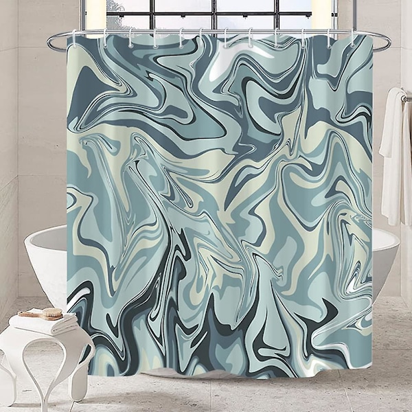 Marmor badrum duschdraperi lila guld tyg duschdraperier med krokar akvarell abstrakt duschdraperi foder 72x72 tum Light Blue 72x84 inch