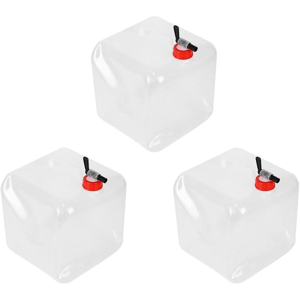 Foldbar vanddunk, 3 stk. foldbar dunk med hane 15L, drikkevandsdunk med bærehåndtag, drikkevandsbeholder, vandpose til rejser