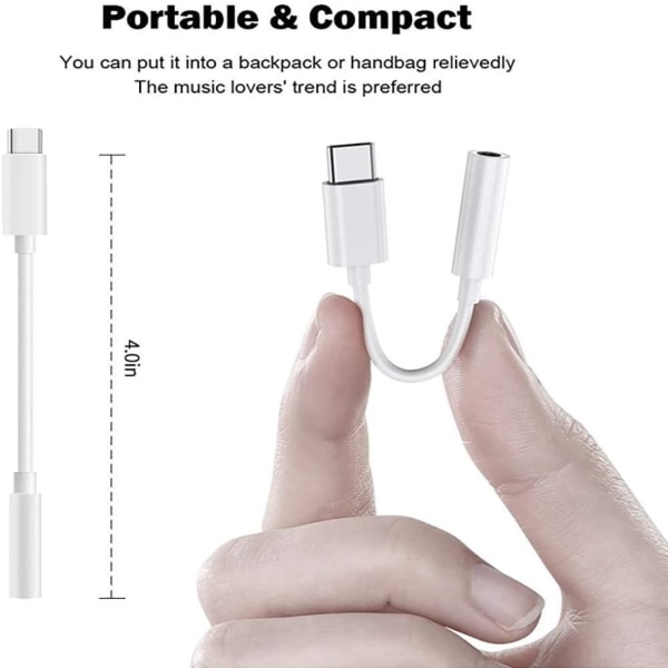 3-Pack Adapter USB-C till 3.5mm (Samsung S20 S21 S22) hörlurar white