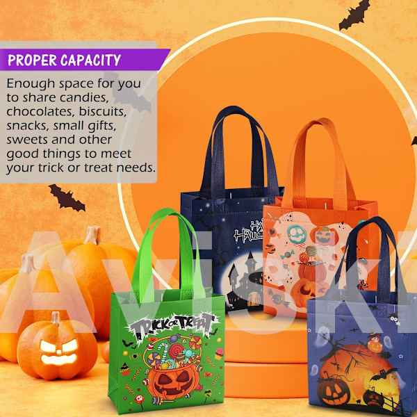 16 ST Halloween Trick or Treat-påsar - multifunktionell non-woven present