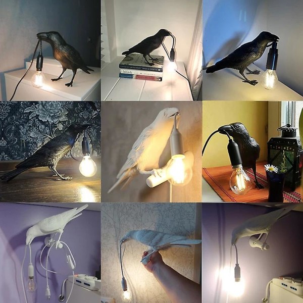 Modern Lycklig Fågel Bordslampa Sovrum Sängbord Vardagsrum Bordslampor Harts Djur Livlig Heminredning Belysningsarmatur Vägglampa Right - Wall-AU Plug 220V