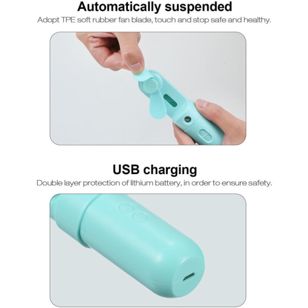 ny privat modell mini nano sprayfläkt, lång batteritid och säker USB laddning, blå