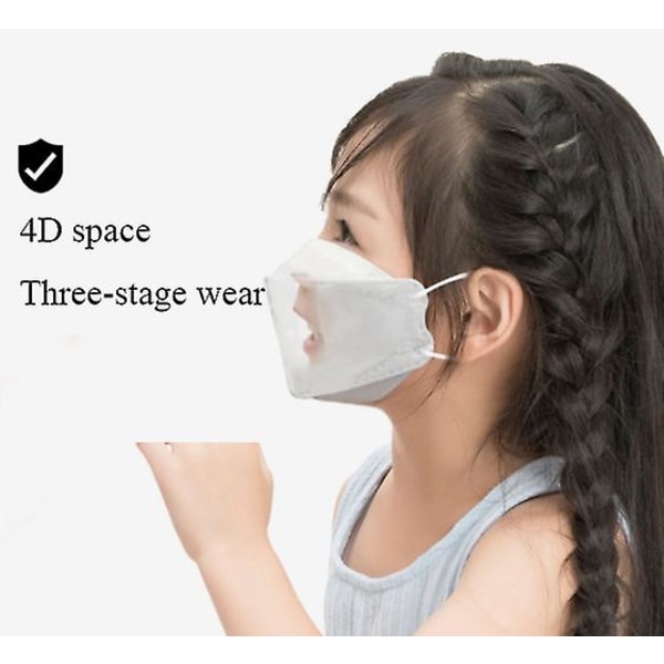 50 st Engångs ansiktsmask för barn, 4 lager justerbar andningsmask