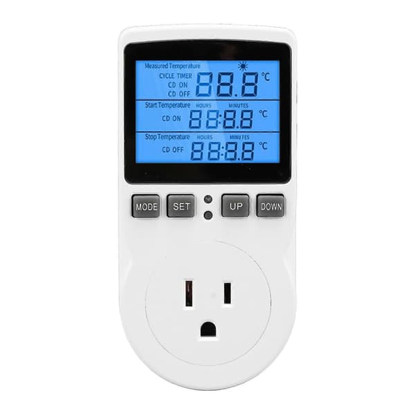 Smart Termostat Digital Temperaturregulator Stikkontakt Timer med Blåt Baggrundslys til Hjemmebryg Fermenter Drivhus