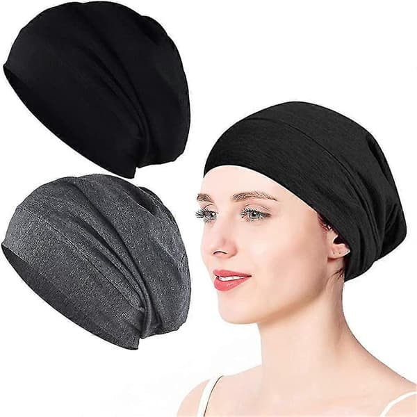 2-pak Søvnhat, Satin Bonnet Silke Hår Bonnet, Nat Hat Slouchy Åndbar Gave