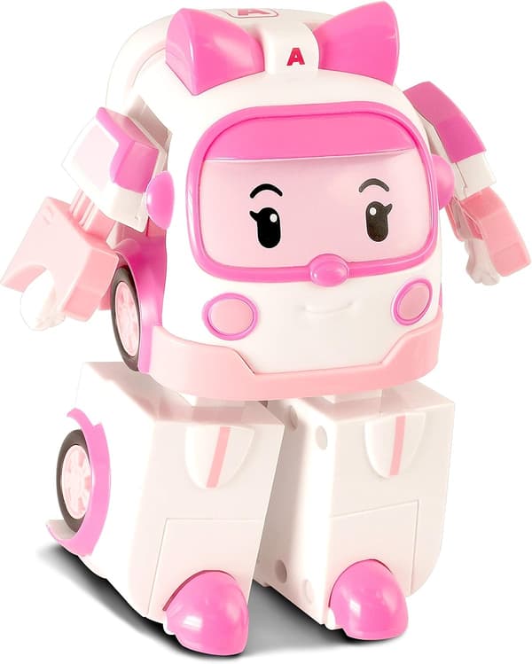 Rosa - Polert Transformerbar Robotbil - 10 cm - Transformerbar i