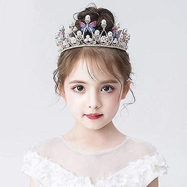 Kristalli Tiara Kruunu Lasten Kruunuprinsessa Tyttö Panta Vintage-lahja juhliin Festivaalijuhlat Cosplay - Täydellinen qd