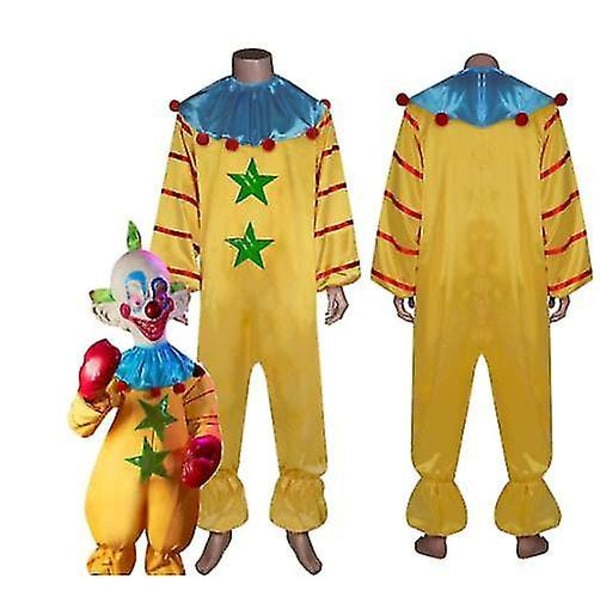 Killer Klowns From Outer Space Cosplay Kostyme Klovn Jumpsuit Skjerf Mann Kvinner Halloween Fest Rollespill Klær For Voksen Ny-n XL