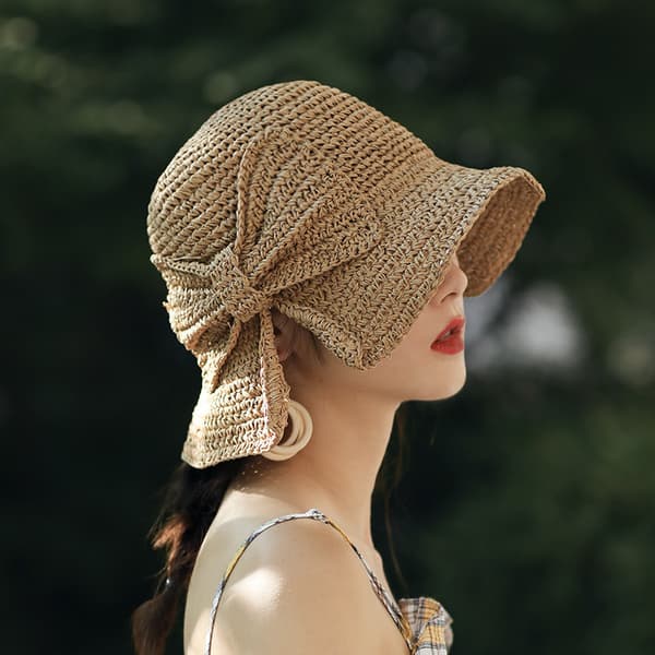 #Kvindes Bred Foldbar Strandhat Sommerhat til Kvinder Sløjfehat#