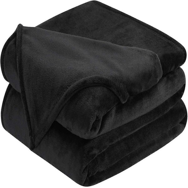 Pehmeä ja mukava suuri tekoturkistilkkupeitto sohvalle ja sänkyyn, parivuode ja king-size Black Single (100 cm x 154 cm)