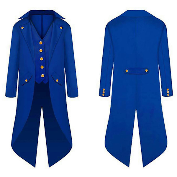 Halloween Kläder för Förälder och Barn, Herr Retro Kläder, Barnens Midilånga Punk Retro Smoking Blue XL