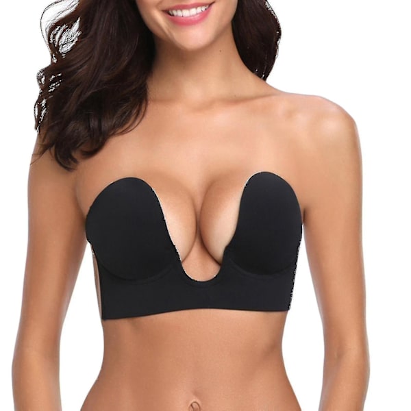 Kvinnor Sticky BH Axelbandslös Rygg BH Självhäftande BH Osynlig Push Up BH Hög kvalitet Black S